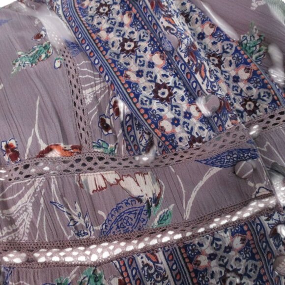 Angie Women's Floral Purple Midi Dress Size M  Bohemian Peasant Romantic - Picture 7 of 7